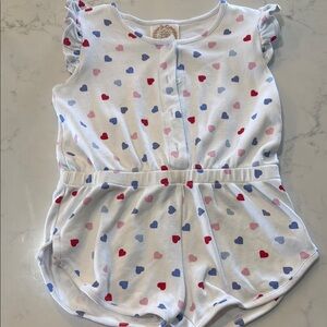 The Beaufort Bonnet Company White Romper with Heart Pattern